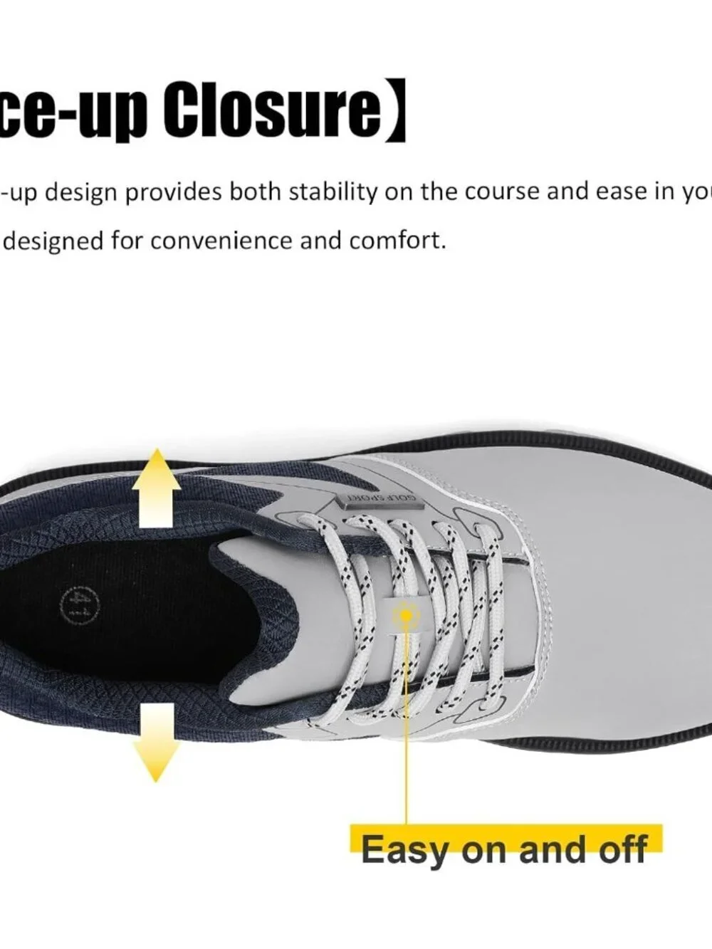 Men's Grey Golf Shoes Fixed Nail Less Sole Waterproof Lightweight No-slip